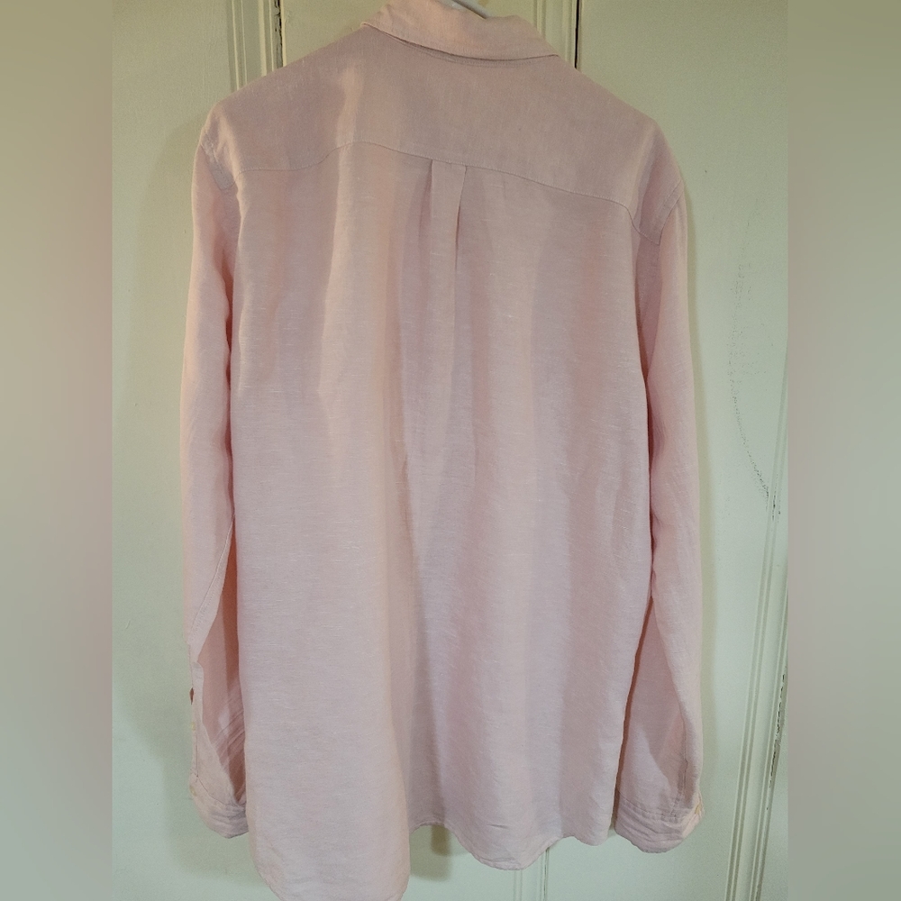 GAP  linen cotton shirt, Oxford pink, size L tall left pocket - Picture 4 of 5